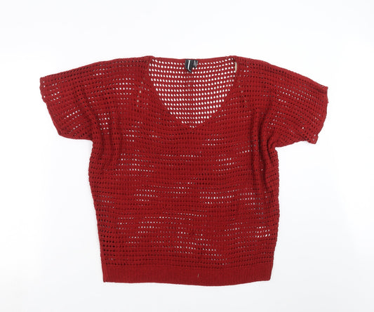 IZABEL Womens Red  Knit Pullover Jumper Size 10
