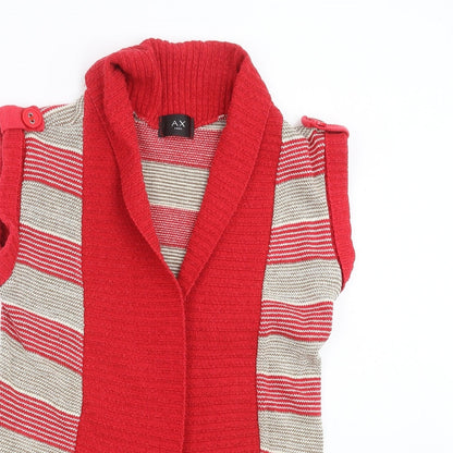 AX Paris Womens Red Striped  Cardigan Jumper Size S
