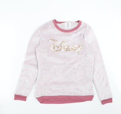 Primark Womens Pink Solid Fleece Top Pyjama Top Size M  - Disney