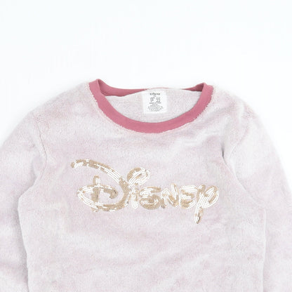 Primark Womens Pink Solid Fleece Top Pyjama Top Size M  - Disney
