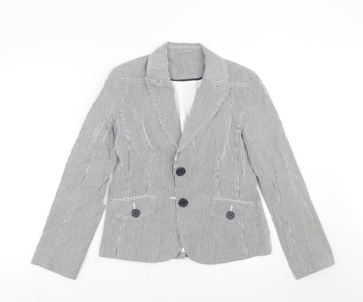 New Look Womens Blue Striped  Jacket Blazer Size 12