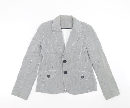 New Look Womens Blue Striped  Jacket Blazer Size 12