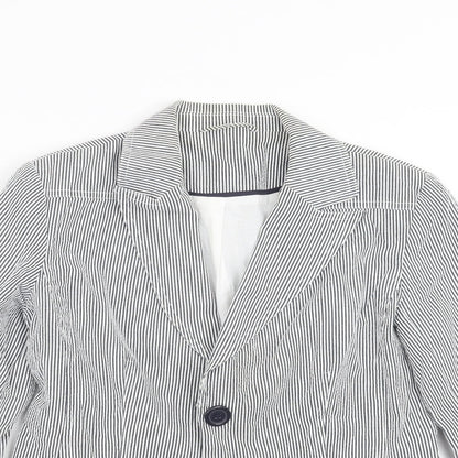 New Look Womens Blue Striped  Jacket Blazer Size 12