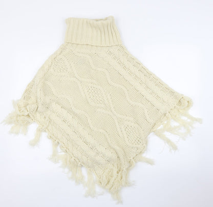 B. You Womens Beige   Pullover Jumper One Size  - Poncho