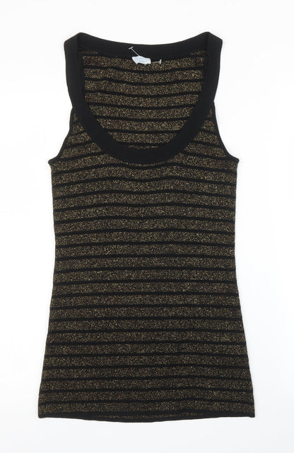 Oasis Womens Black Striped  Basic Tank Size 14