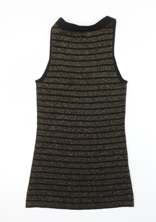 Oasis Womens Black Striped  Basic Tank Size 14
