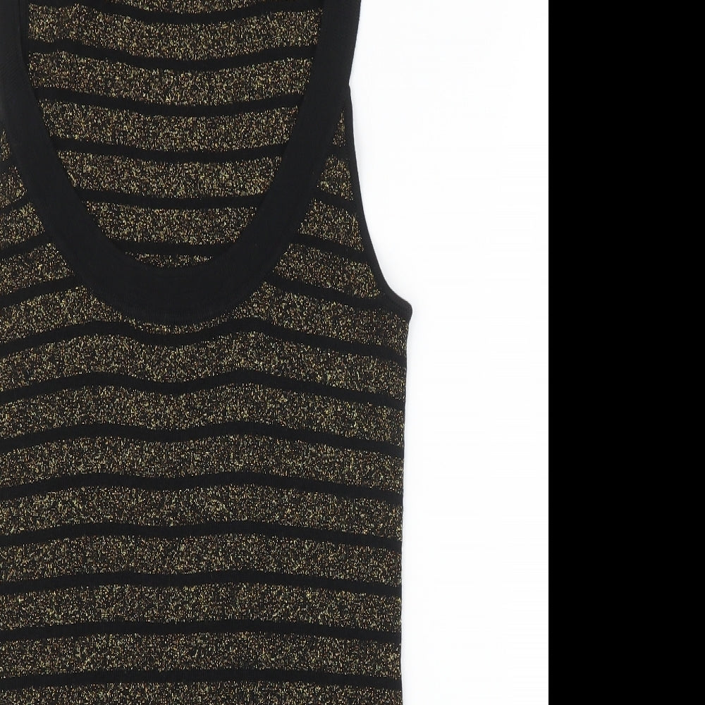 Oasis Womens Black Striped  Basic Tank Size 14