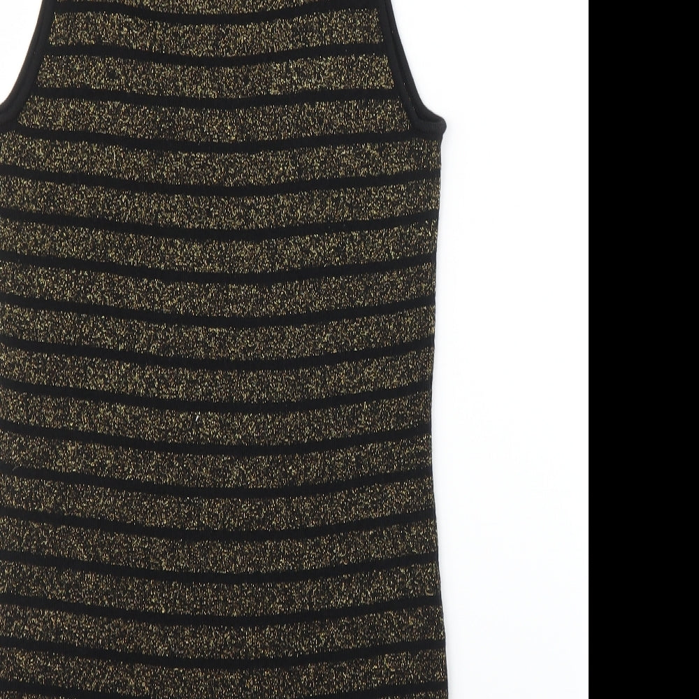 Oasis Womens Black Striped  Basic Tank Size 14