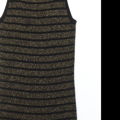 Oasis Womens Black Striped  Basic Tank Size 14