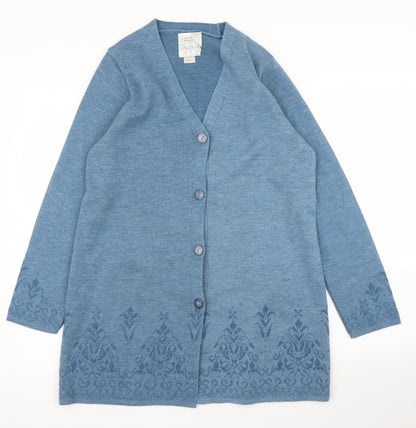 Womens UK Size 12 Preworn Blue Cardigan Jumper