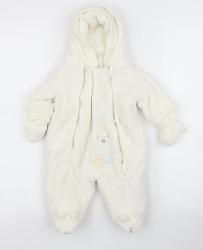 Mothercare Boys White   Overcoat Snowsuit