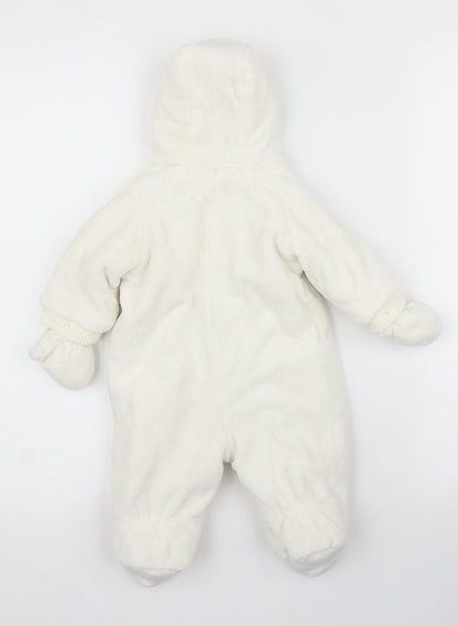 Mothercare Boys White   Overcoat Snowsuit