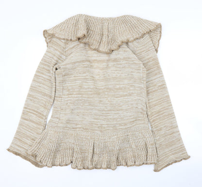 Womens UK Size M Pure & Natural Beige Cardigan Jumper
