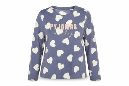 George  Womens Grey   Top Pyjama Top Size 14  - heart pattern