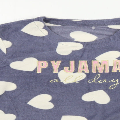George  Womens Grey   Top Pyjama Top Size 14  - heart pattern
