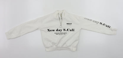H&M Girls White   Henley Jumper Size 9-10 Years