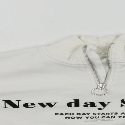 H&M Girls White   Henley Jumper Size 9-10 Years