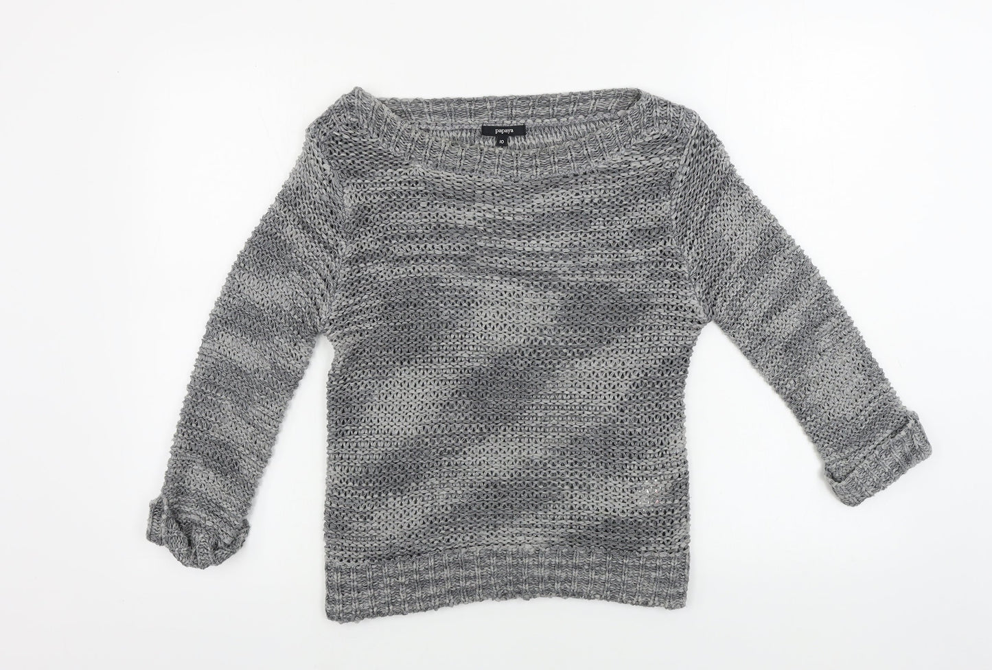 Womens UK Size 10 Papaya Grey Pullover Jumper