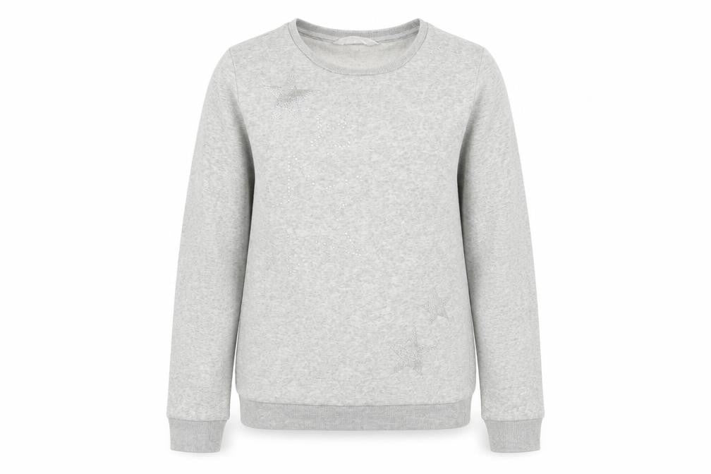 H&M  Girls Grey   Pullover Jumper Size 10-11 Years  - glitter star pattern