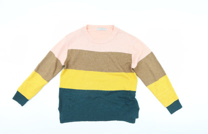 Nutmeg Womens Ivory Striped  Pullover Jumper Size 10