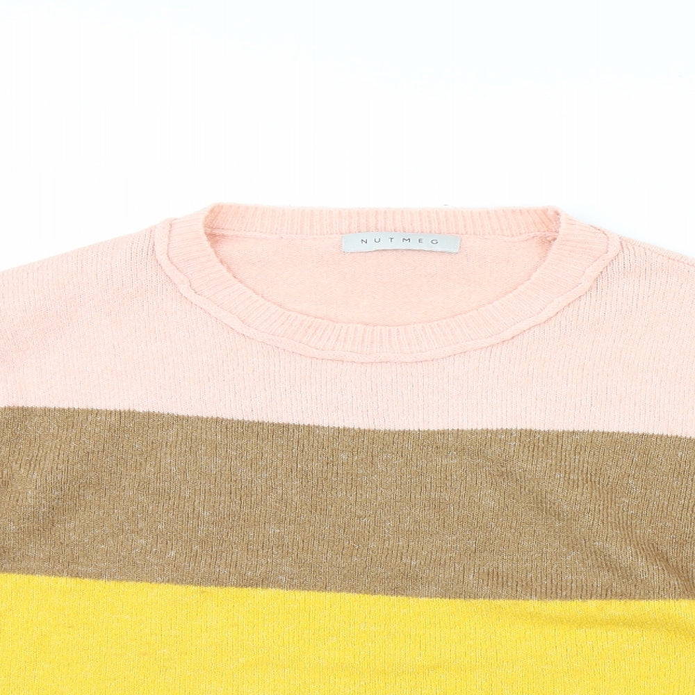 Nutmeg Womens Ivory Striped  Pullover Jumper Size 10