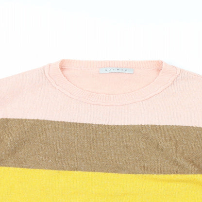 Nutmeg Womens Ivory Striped  Pullover Jumper Size 10