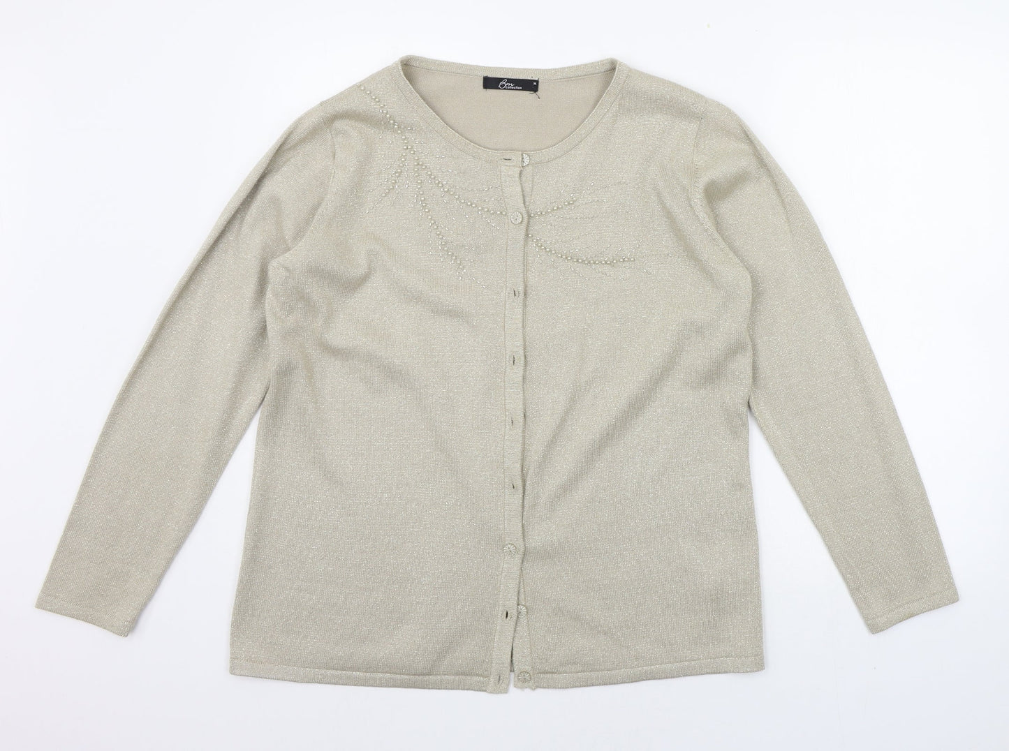 Womens UK Size M BM Beige Cardigan Jumper