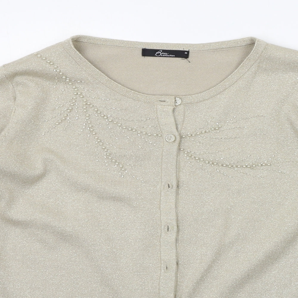 Womens UK Size M BM Beige Cardigan Jumper