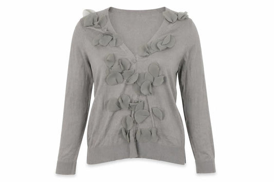 Womens UK Size L Ann Taylor Grey Cardigan Jumper