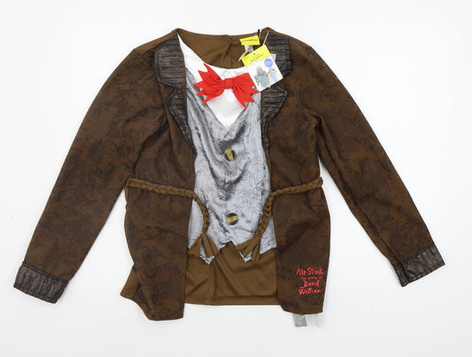 George Boys Brown Houndstooth  Basic Button-Up Size 11-12 Years  - Pirate
