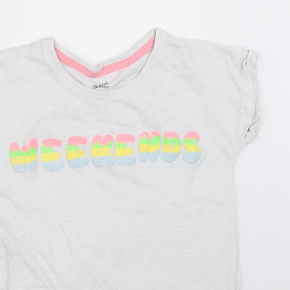 Mini Club Girls White   Basic T-Shirt Size 5-6 Years