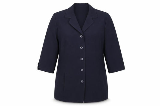 Front view of Oscar B women’s blue jacket blazer, size UK 12