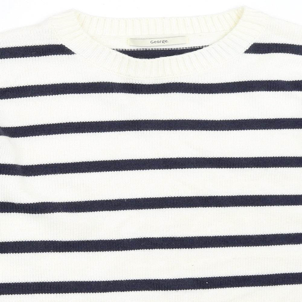 George Womens Ivory Striped  Pullover Jumper Size S