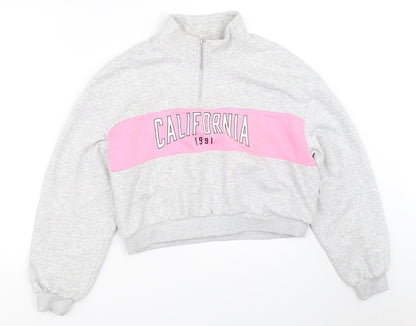 H&M Womens Grey   Henley Sweatshirt Size M