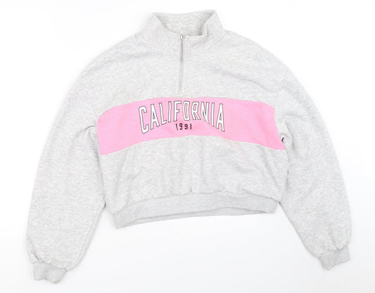 H&M Womens Grey   Henley Sweatshirt Size M