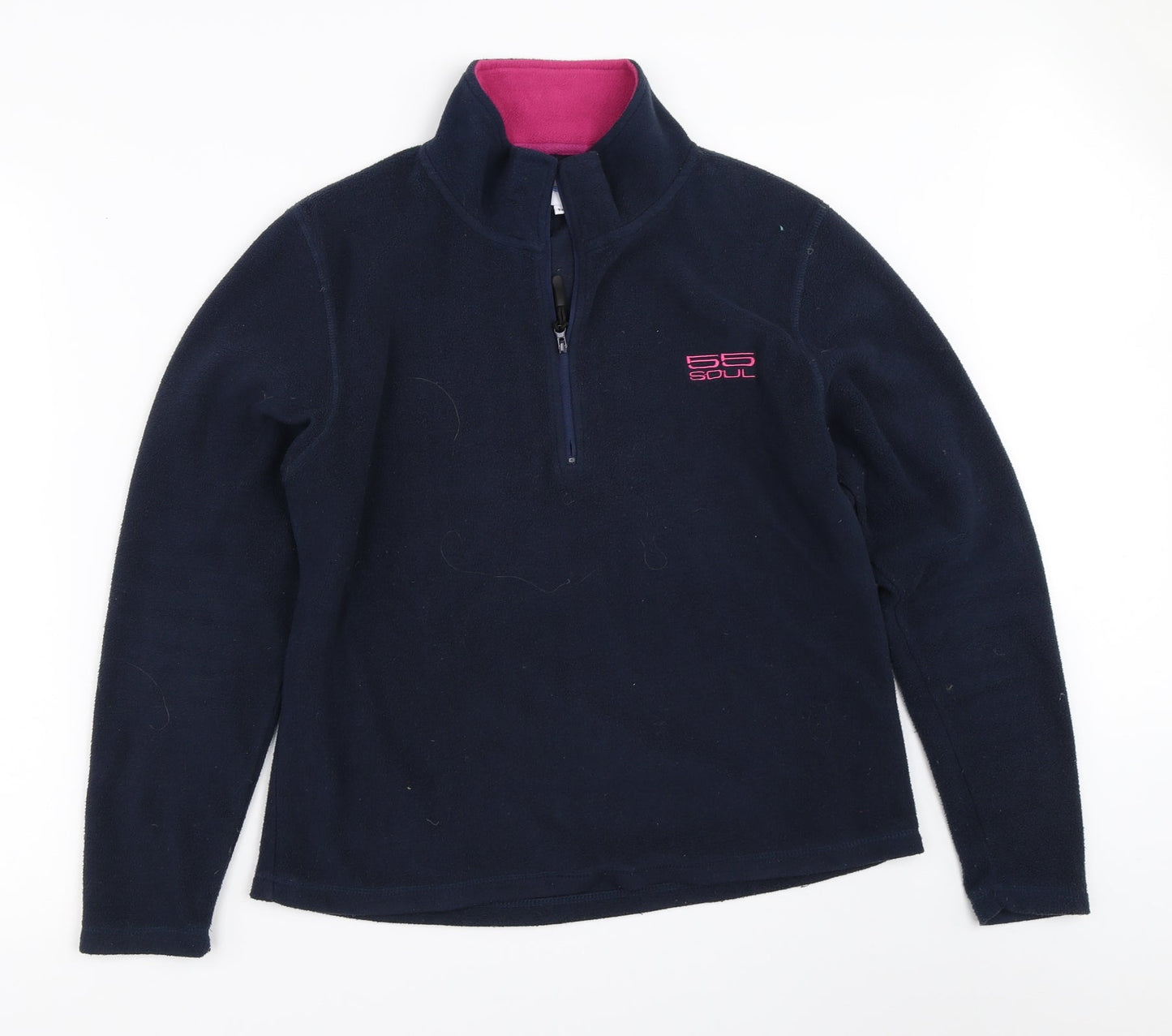 55Soul Womens Blue  Fleece Henley Sweatshirt Size M