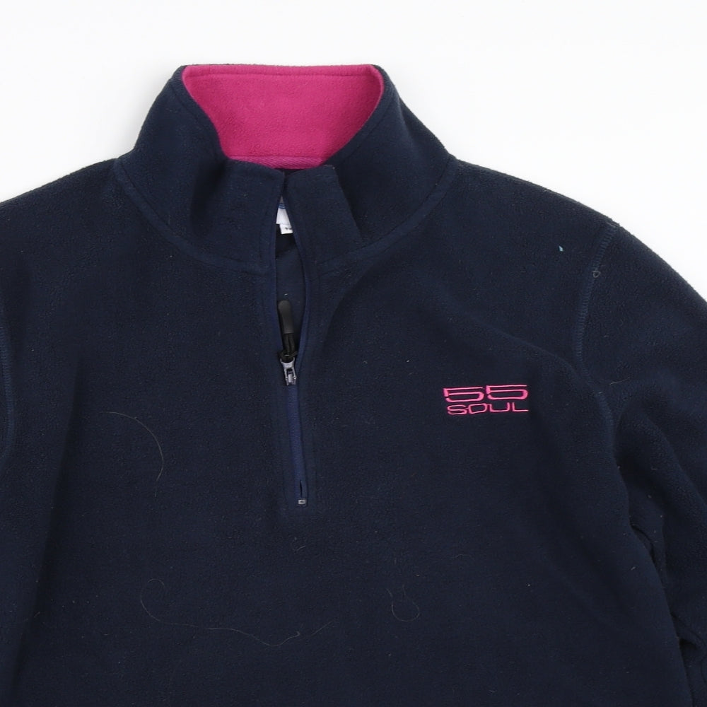 55Soul Womens Blue  Fleece Henley Sweatshirt Size M