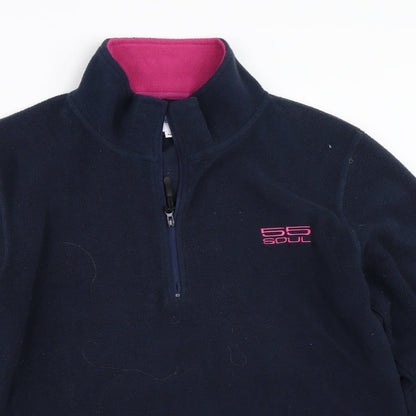 55Soul Womens Blue  Fleece Henley Sweatshirt Size M