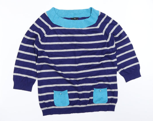 Womens UK Size 16 M&Co Blue Pullover Jumper