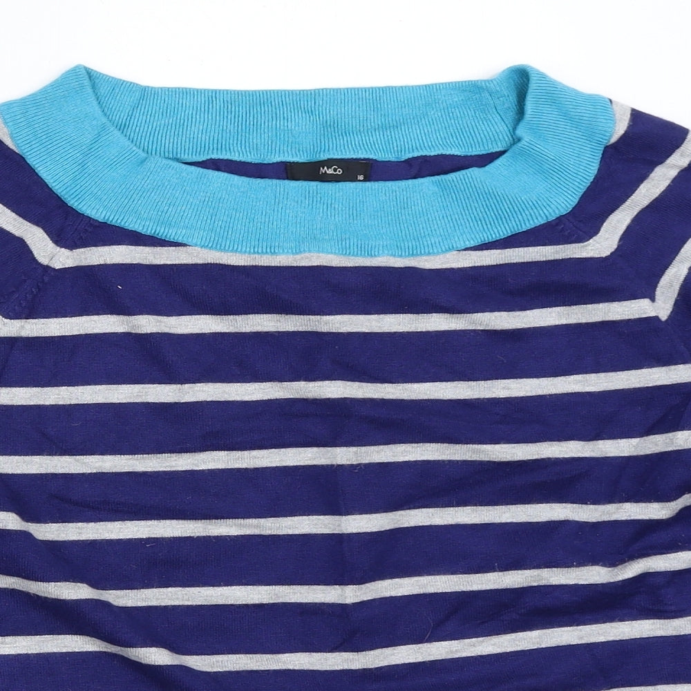 Womens UK Size 16 M&Co Blue Pullover Jumper