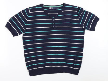 EWM Womens Blue Striped  Pullover Jumper Size 14