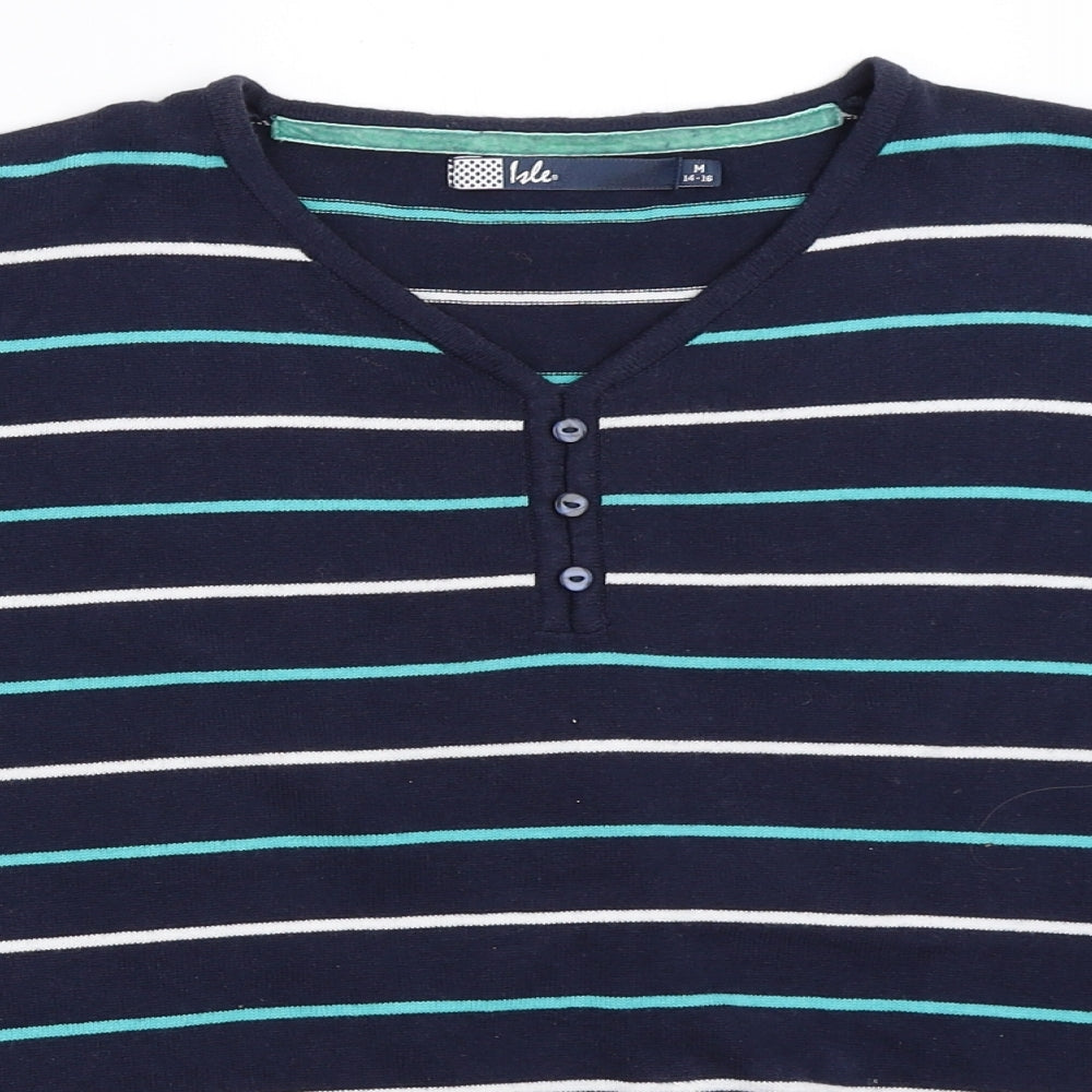 EWM Womens Blue Striped  Pullover Jumper Size 14