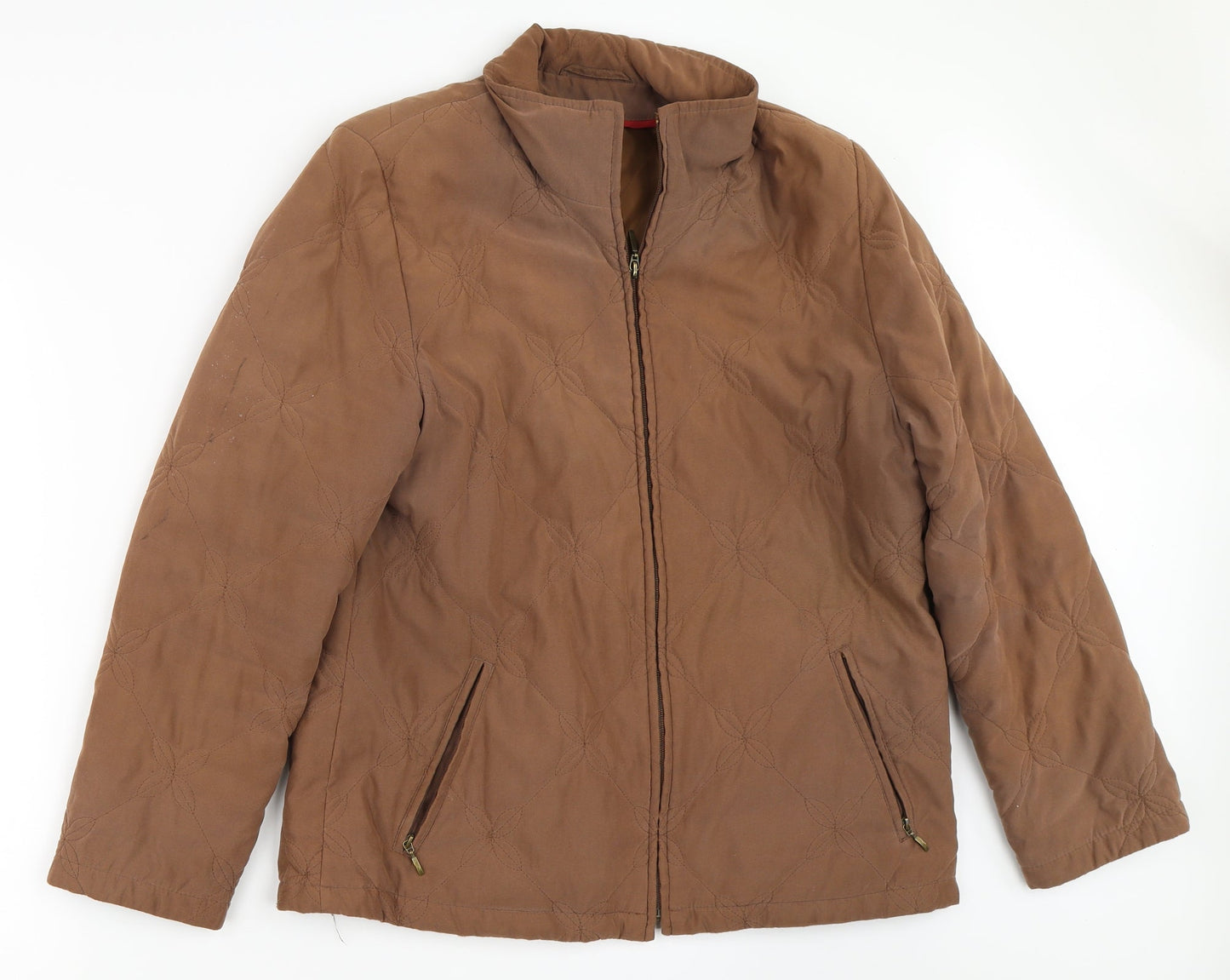 Womens UK Size 14 Preworn Brown Quilted Coat
