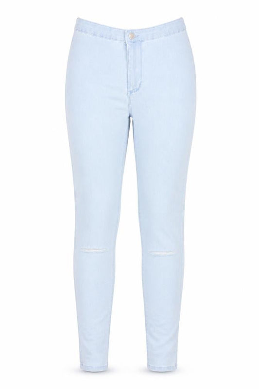 Front view of Denim & Co. women’s blue jegging jeans, size UK 12, 25-inch leg