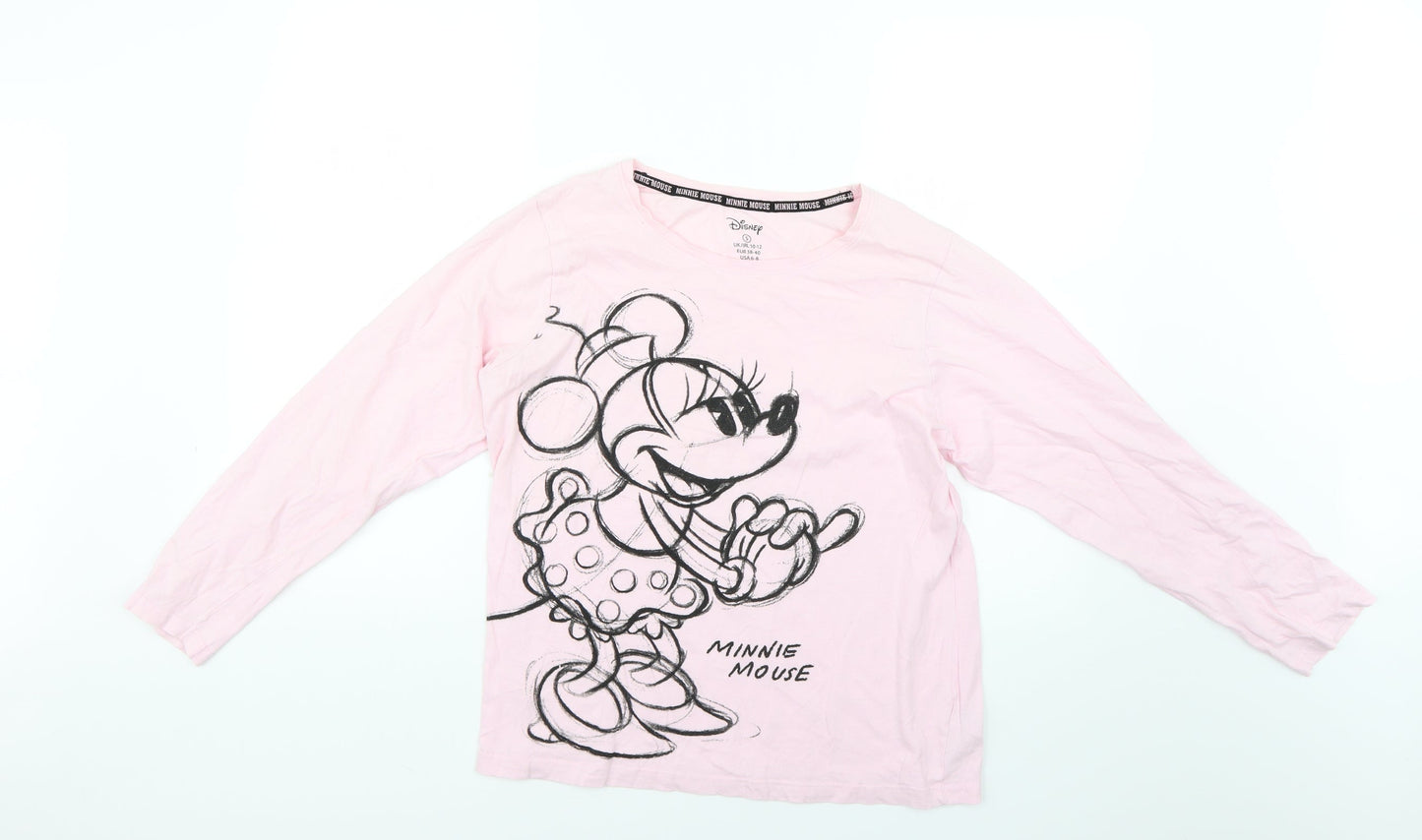 Disney Womens Pink Geometric  Top Pyjama Top Size 10  - Disney
