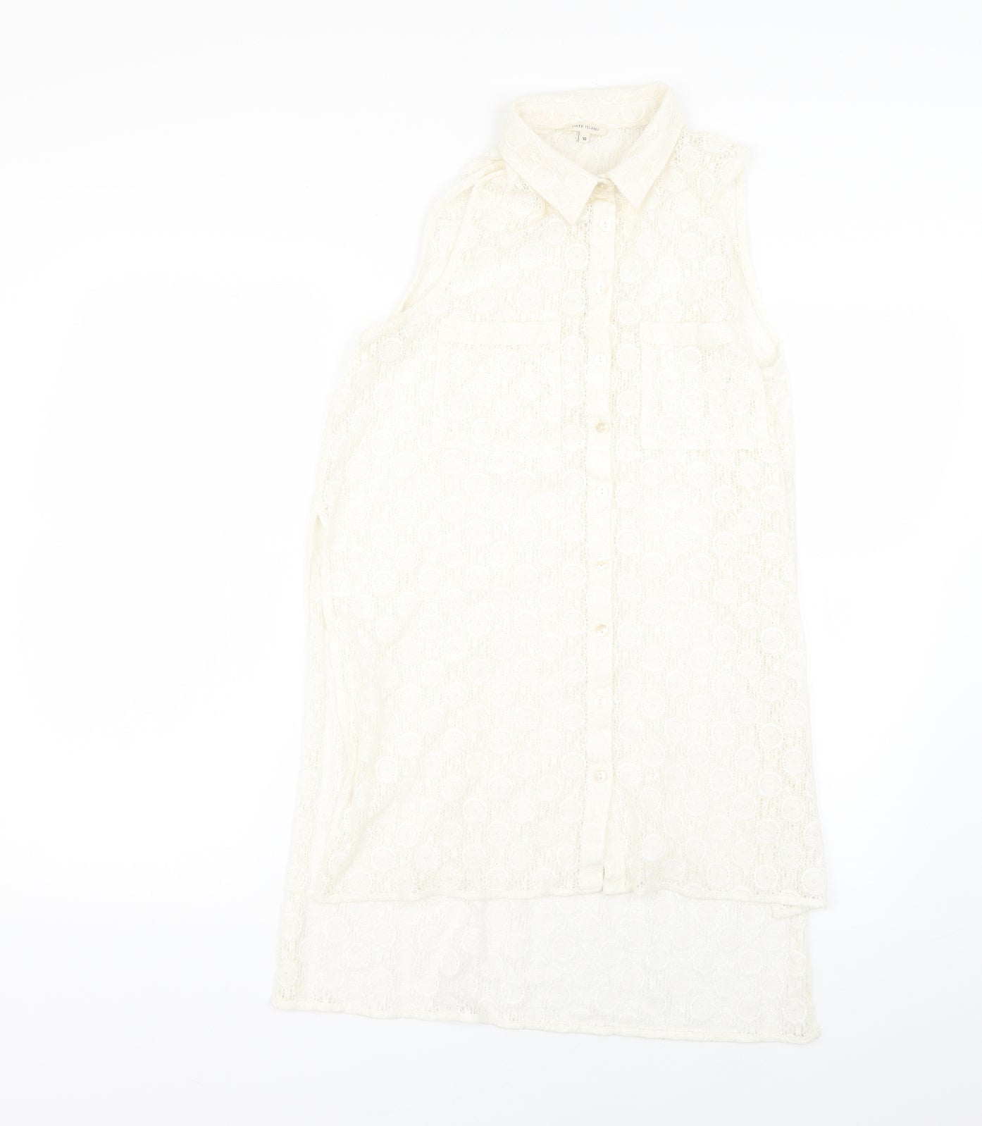 Womens UK Size 10 River Island Beige Basic Button-Up