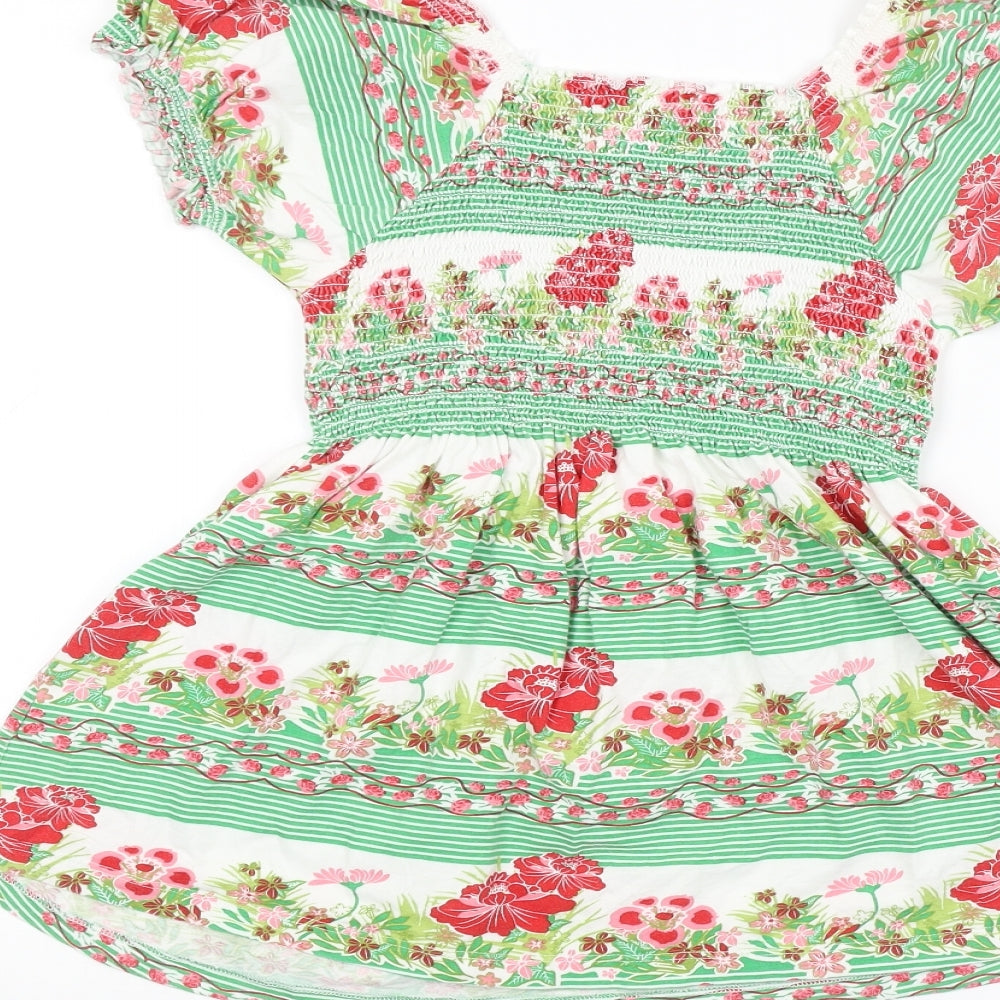 Preworn Womens White Floral  Basic Blouse Size 10