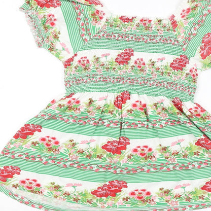 Preworn Womens White Floral  Basic Blouse Size 10