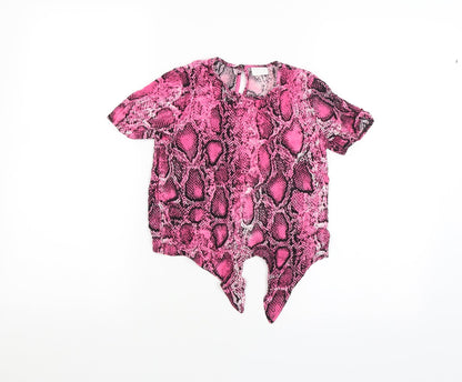 F&F Girls Pink Animal Print  Basic T-Shirt Size 7-8 Years