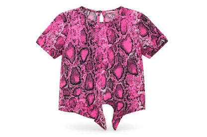 F&F Girls Pink Animal Print  Basic T-Shirt Size 7-8 Years